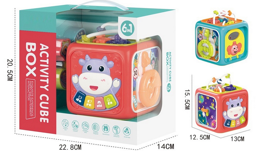 Кубче Бебешко Мултифункционално с Йоника и Много Когнитивни Задачи със Светлина и Звук 23×20×14 см